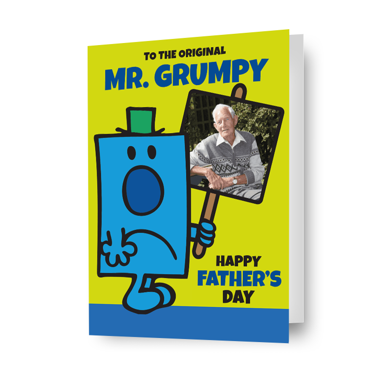 Gepersonaliseerde 'Mr. Grumpy' Vaderdagfotokaart van Mr Men & Little Miss