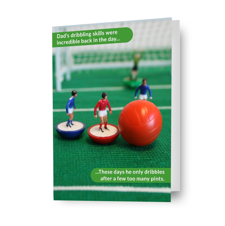 Subbuteo Gepersonaliseerde 'Dribbel' Voetbal Vaderdagkaart