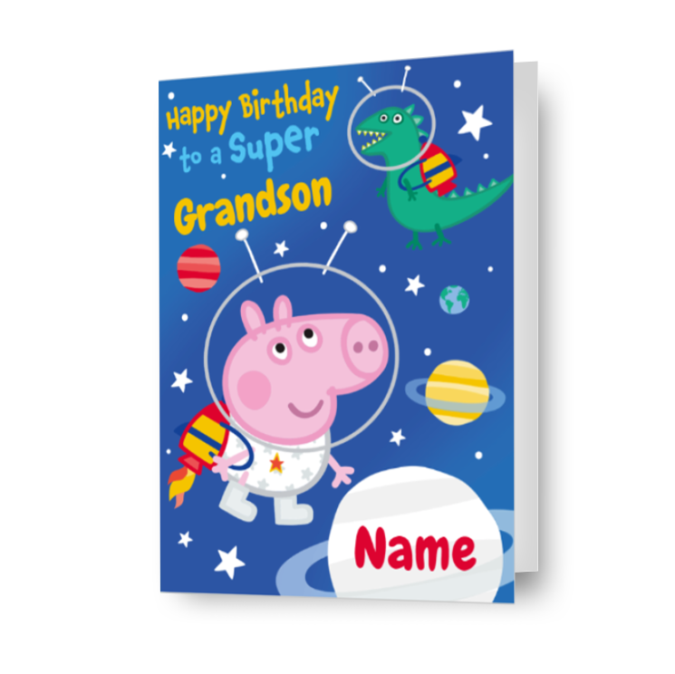 Gepersonaliseerde Peppa Pig Space George verjaardagskaart