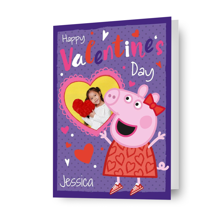 Gepersonaliseerde Peppa Pig Valentijnsdagfotokaart