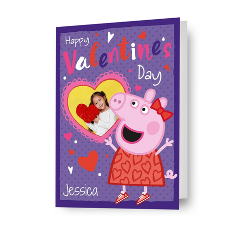 Personalizzato Peppa Pig, Happy Valentines Day Card- qualsiasi nome e foto