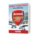 Biglietto natalizio personalizzato con stemma dell'Arsenal FC, qualsiasi nome
