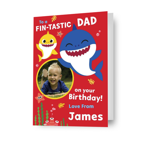 Biglietto fotografico personalizzato per il compleanno di Baby Shark Dad