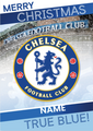 Biglietto natalizio personalizzato con stemma del Chelsea FC, qualsiasi nome
