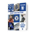 Biglietto natalizio personalizzato con piastrelle del Chelsea FC, qualsiasi nome e foto