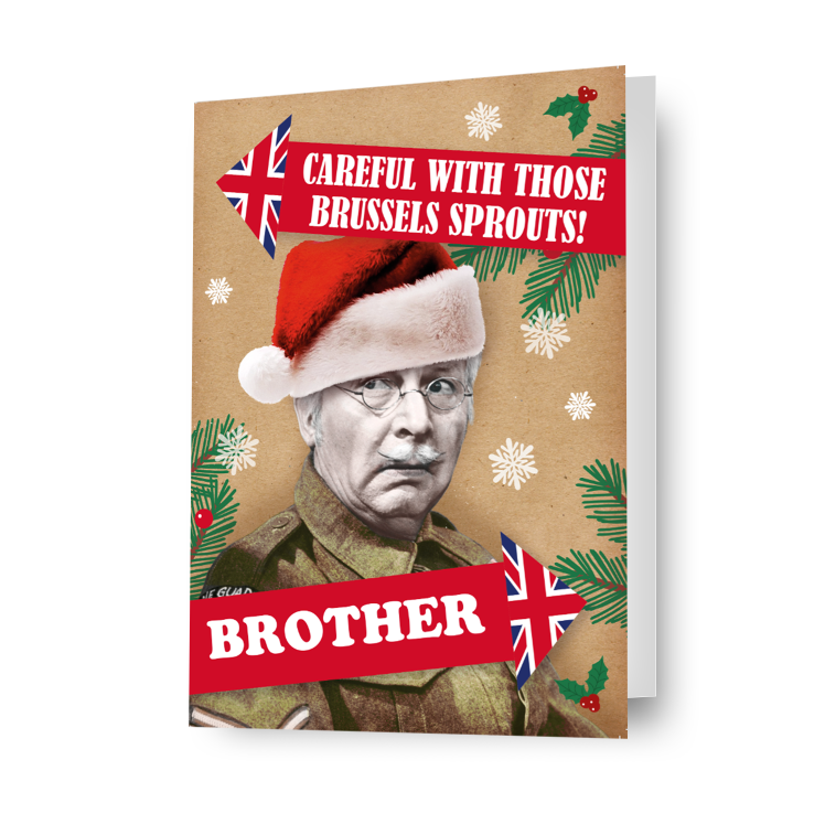 Gepersonaliseerde 'Brussel Sprouts!' kerstkaart van Dad's Army