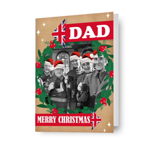 Cartolina di Natale con ghirlanda dell'esercito di papà personalizzata - Qualsiasi relazione