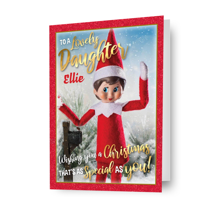 Elf On The Shelf Gepersonaliseerde 'Dochter' Kerstkaart