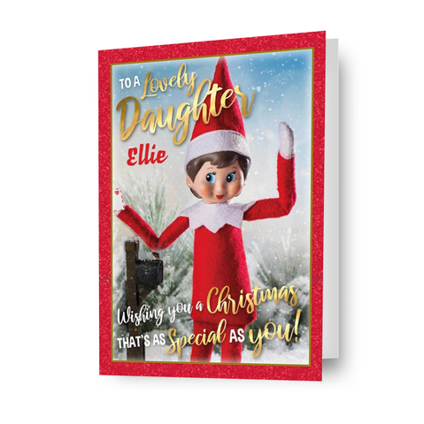 Elf On The Shelf Personalised 'Daughter' Christmas Card