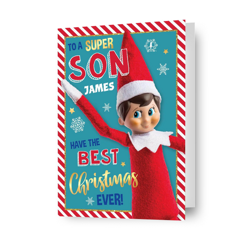 Elf On The Shelf Personalised 'Son' Christmas Card