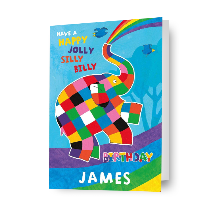 Elmer The Patchwork Elephant Gepersonaliseerde 'Silly Billy' Verjaardagskaart