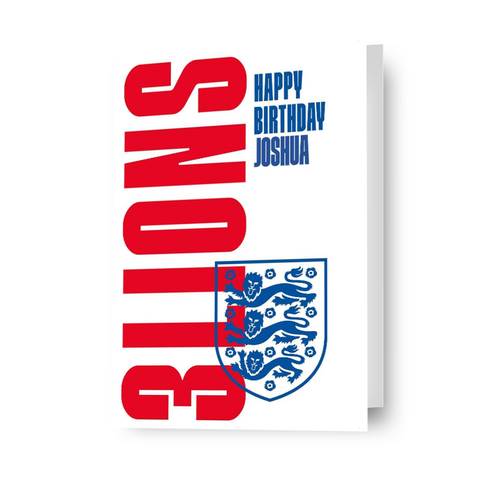 Biglietto d'auguri personalizzato England Football '3 Lions' - Qualsiasi nome