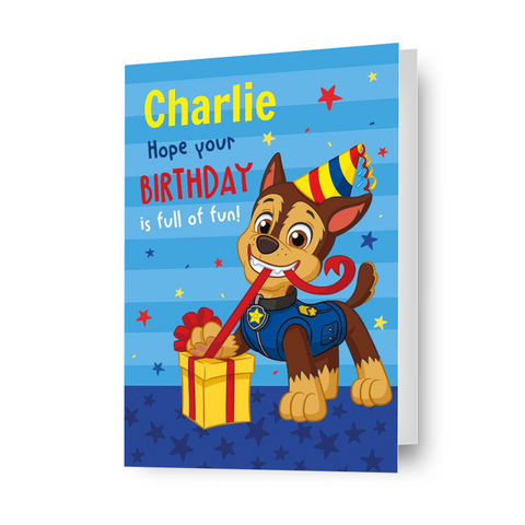Paw Patrol Personalised Chase Birthday Card