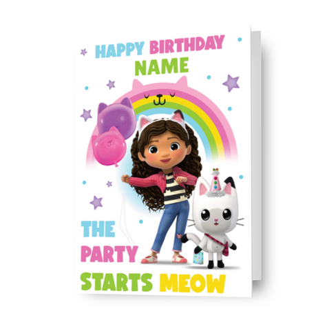 Gabby's Dolls House Personalised Name Birthday Card