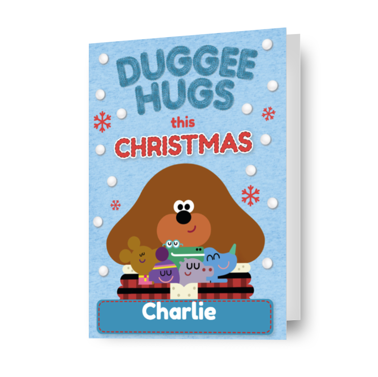 Gepersonaliseerde Hey Duggee 'Duggee Hugs' kerstkaart