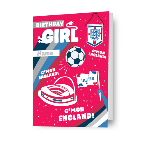 England FC Personalised Girls Birthday Card