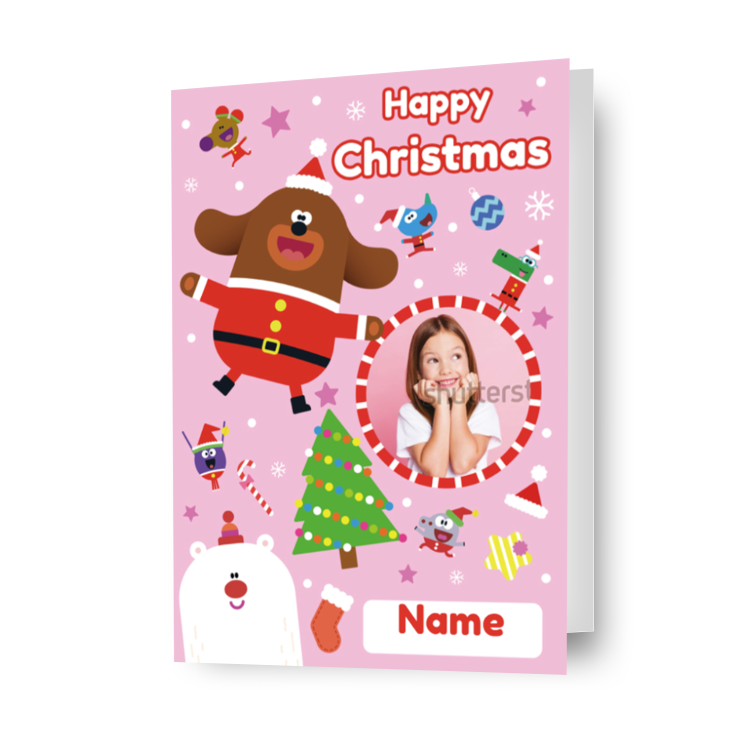 Gepersonaliseerde Hey Duggee kerstfotokaart