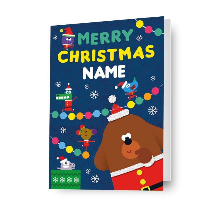 Gepersonaliseerde, vrolijke kerstkaart van Hey Duggee