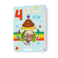 Biglietto fotografico personalizzato Hey Duggee Rainbow Happy Birthday, qualsiasi età e nome