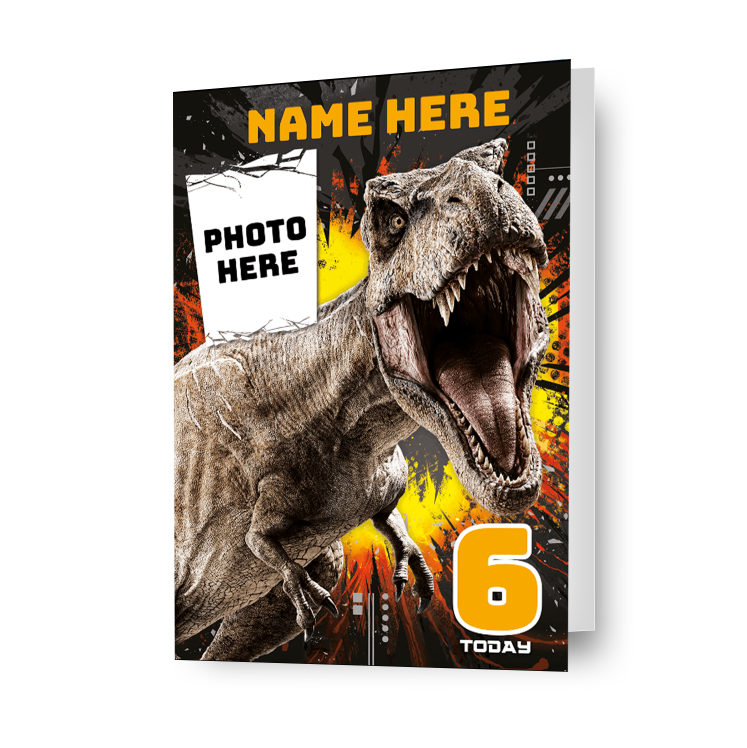 Gepersonaliseerde Jurassic World T-Rex verjaardagskaart