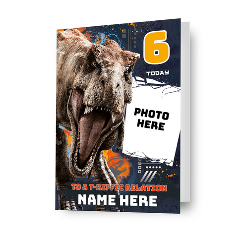 Jurassic World Personalised Any Name, Photo and Age Birthday Card