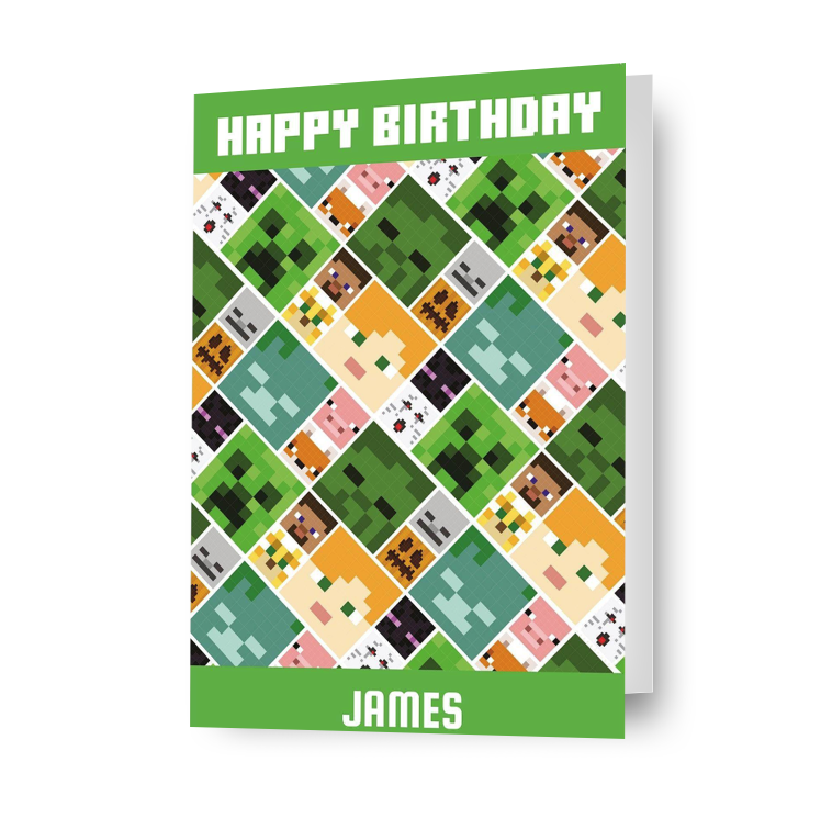 Biglietto d'auguri personalizzato Minecraft - qualsiasi nome