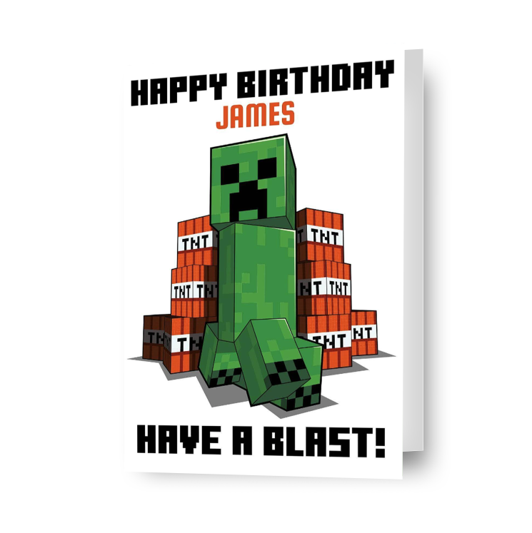 Gepersonaliseerde Minecraft-verjaardagskaart 'Have A Blast!'