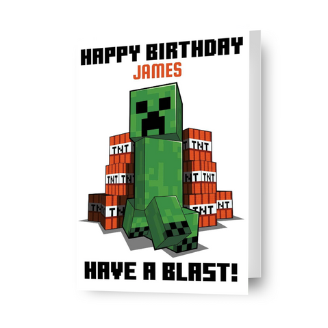 Minecraft Personalised 'Have A Blast!' Birthday Card