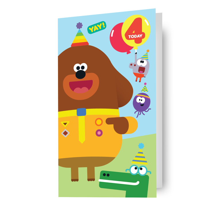 Hey Duggee 4 jaar verjaardagskaart