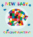 Elmer l'elefante patchwork New Baby Card