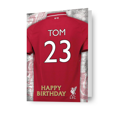 Liverpool FC Personalised Shirt Any Name & Age Birthday Card