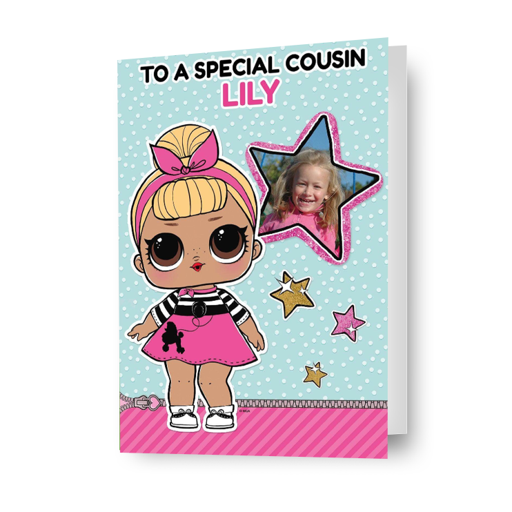 LOL Surprise Personalised Star Photo Birthday Card