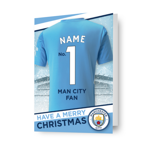 Manchester City FC Personalised Shirt Christmas Card