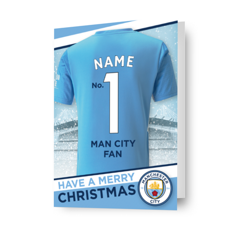 Manchester City FC gepersonaliseerde shirt kerstkaart