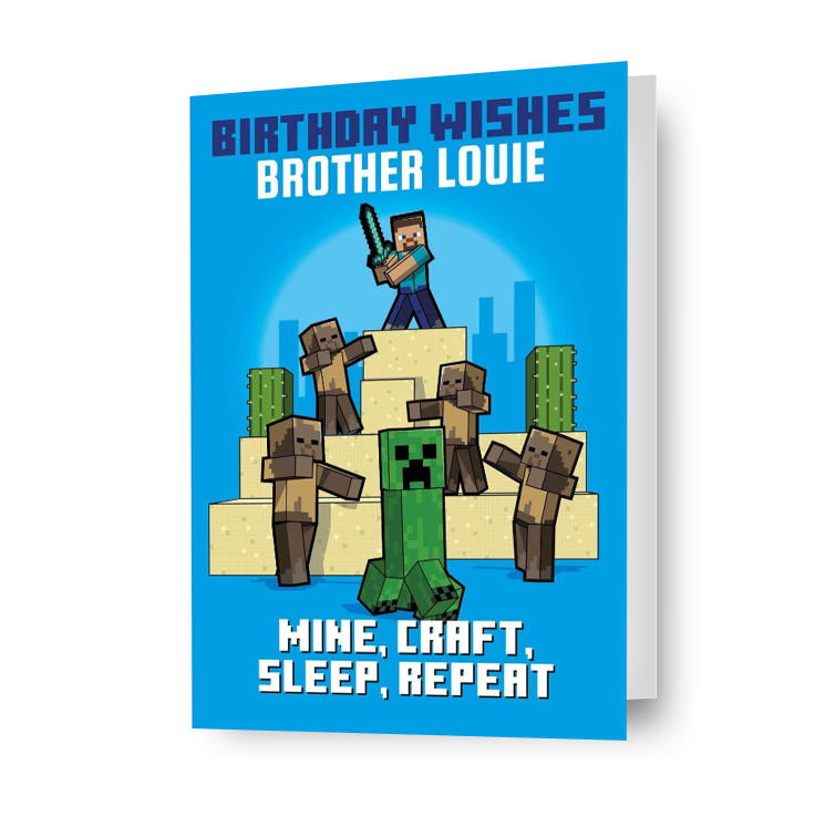 Biglietto d'auguri personalizzato Minecraft 