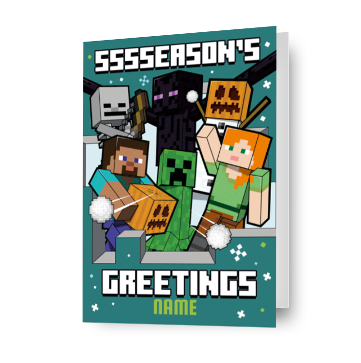 Gepersonaliseerde Minecraft 'SSSeasons Greetings' kerstkaart