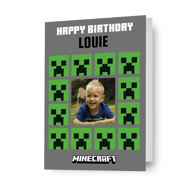 Minecraft Personalised Photo Birthday Card