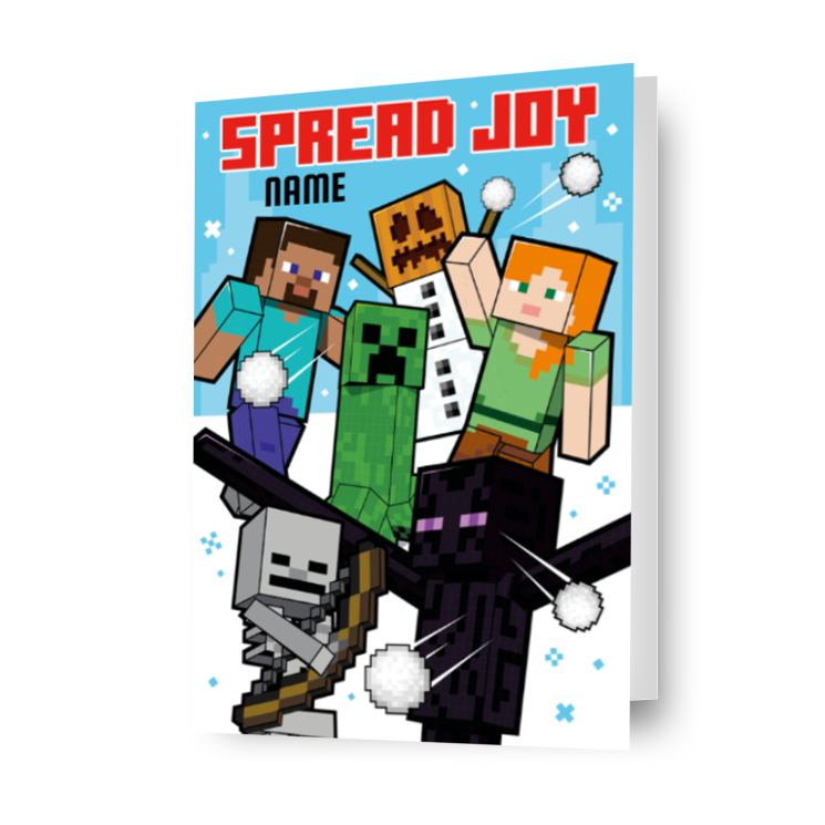 Personalizzato Minecraft Christmas Snow Ball Card - qualsiasi nome