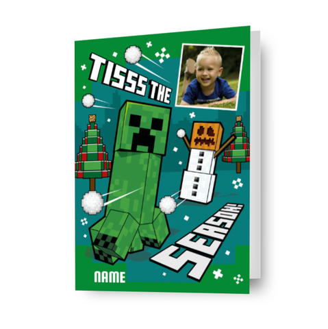 Personalizzato Minecraft Christmas Snow Ball Card - qualsiasi nome e foto