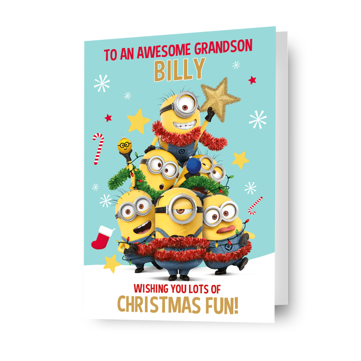 Minions gepersonaliseerde relatie kerstkaart