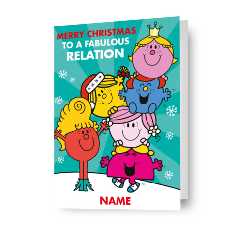 Biglietto di Natale personalizzato Mr. Men & Little Miss 'Fabulous' - Qualsiasi relazione