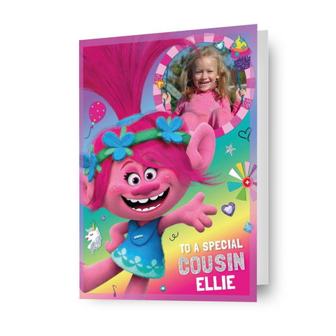 Trolls Personalise Photo 'Cousin' Birthday Card