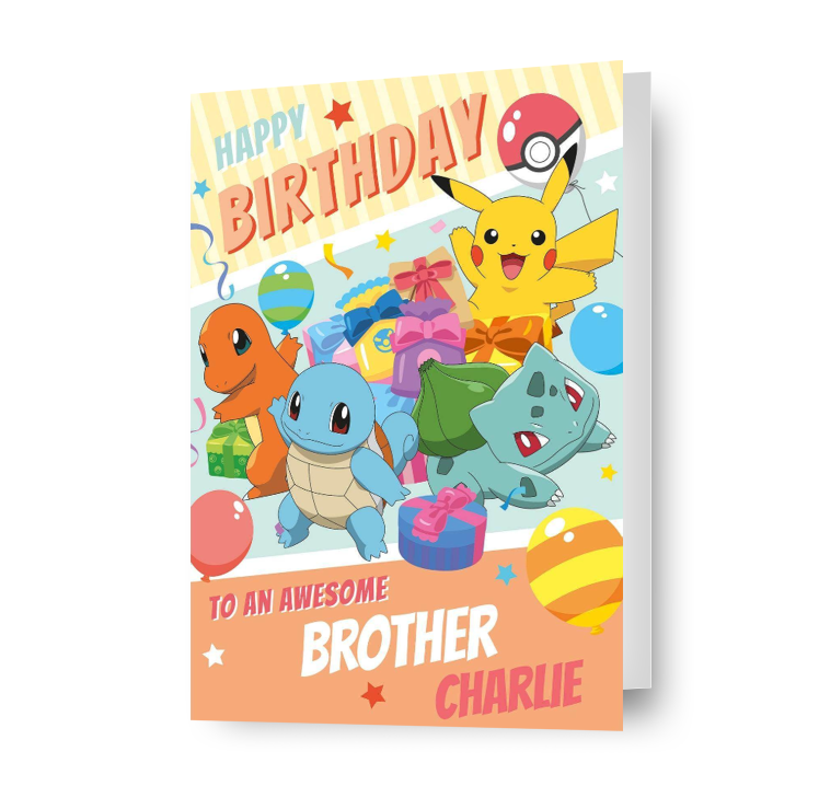 Pokémon Personaliseer Naam/Relatie 'Happy Birthday' Kaart