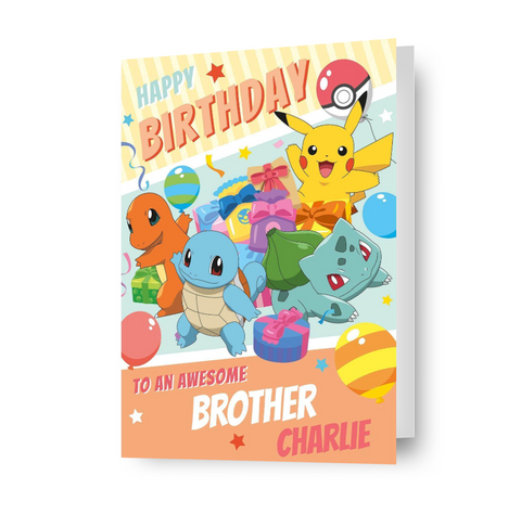 Pokémon Personalise Name/Relation 'Happy Birthday' Card