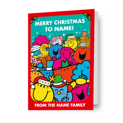 Biglietto di Natale personalizzato Mr. Men & Little Miss - Qualsiasi nome e parentela