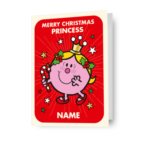 Biglietto natalizio personalizzato Mr. Men & Little Miss 'Princess' - qualsiasi nome