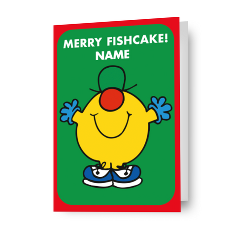 Gepersonaliseerde 'Merry Fishcake!'-kerstkaart van Mr Men & Little Miss