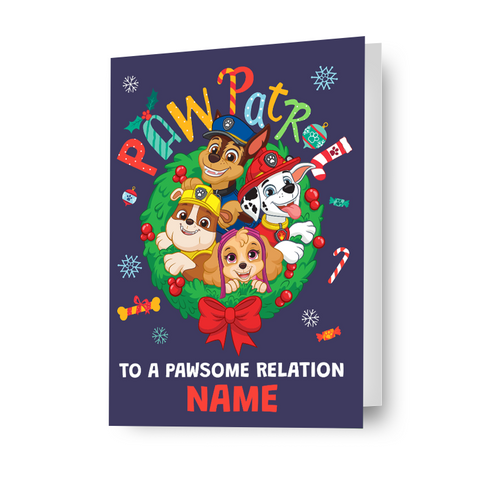 Gepersonaliseerde Paw Patrol 'Pawsome' kerstkaart