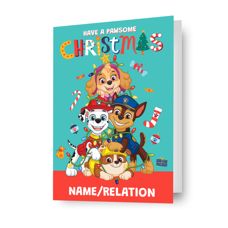 Biglietto di auguri personalizzato Paw Patrol Christmas Card A5