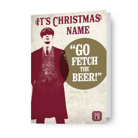 Biglietto di Natale personalizzato Peaky Blinders 'Go Fetch' - qualsiasi nome